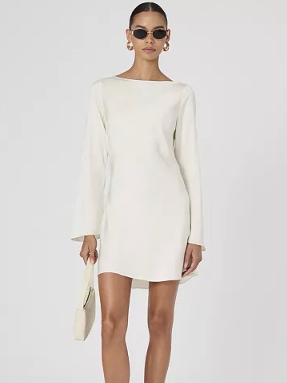 French Connection Cream Boatneck Long-Sleeve Shift Dress